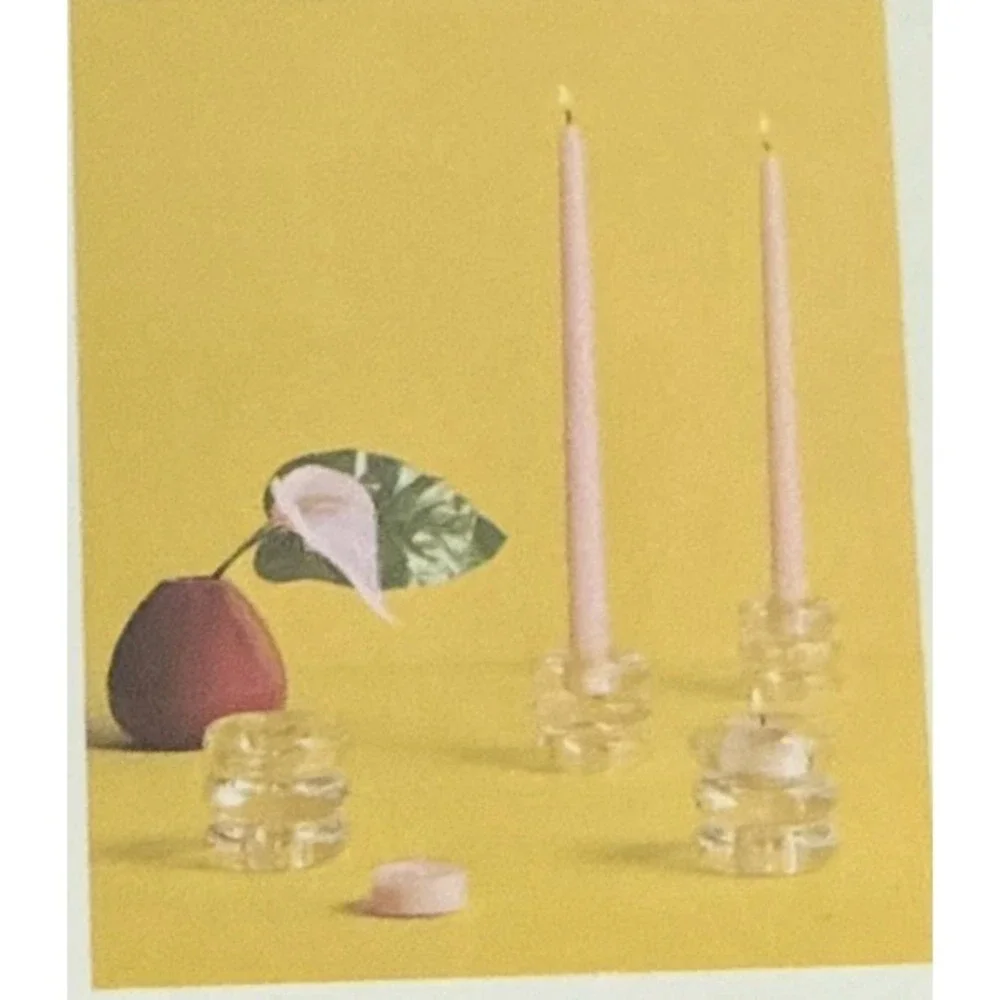 4pk Glass Taper Candle Holder Clear‎ - Room Essentials, NEW